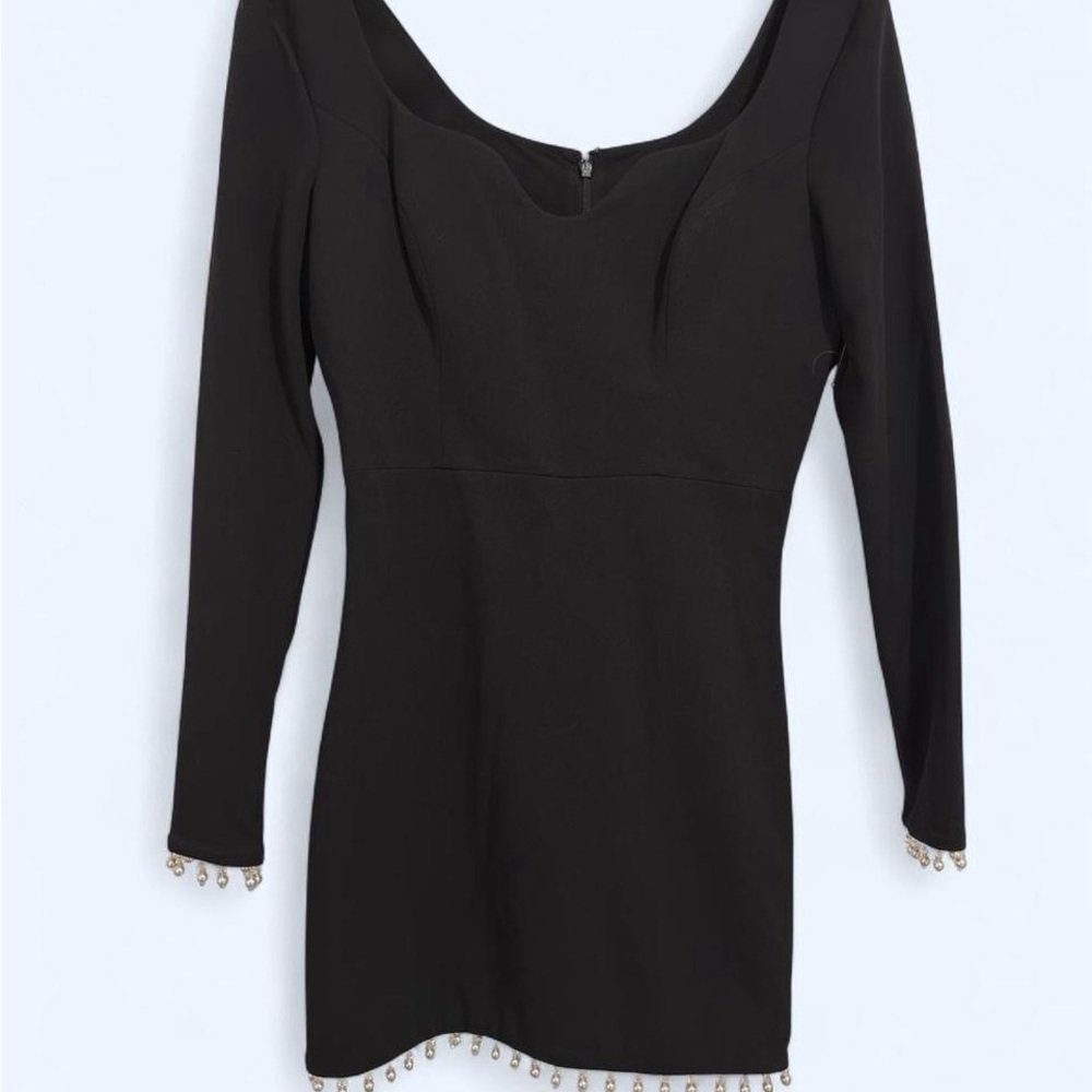 Dress the Population Mini Bodycon pearl trimmed Dress with zipper closure